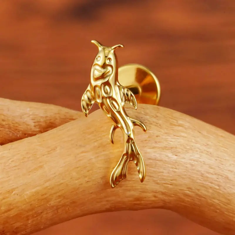 16G Titanium Gold, Titanium Silver Goldfish Earrings