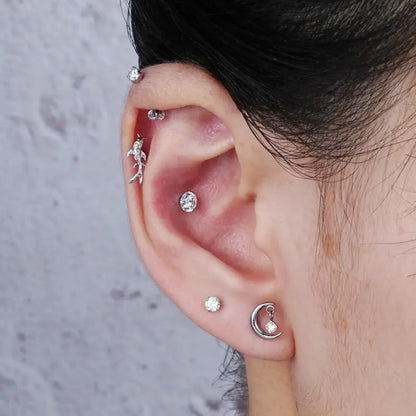 16G Titanium Gold, Titanium Silver Goldfish Earrings