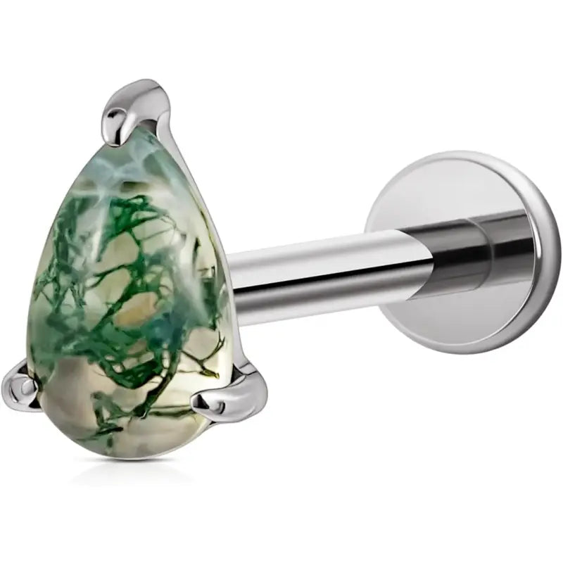 16G Titanium Green Opal Stud Earrings – Tragus Piercing