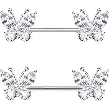 Medical Steel Butterfly Piercing Jewelry, Nipple Ring