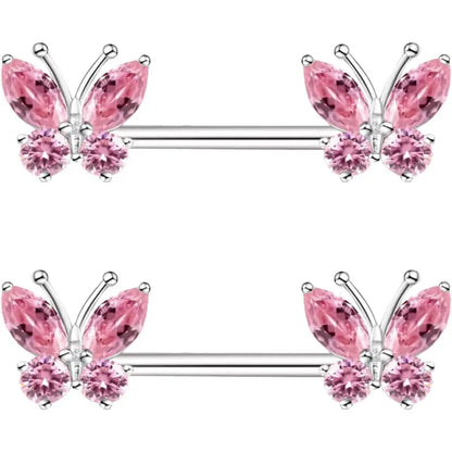 Medical Steel Butterfly Piercing Jewelry, Nipple Ring