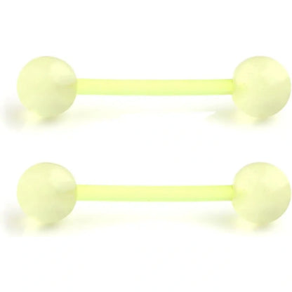 Flexible 14G Tongue Nipple Rings – Glow in the Dark Set