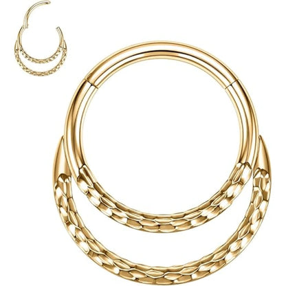 Sleek Hinged Double Hoop Piercing Ring 