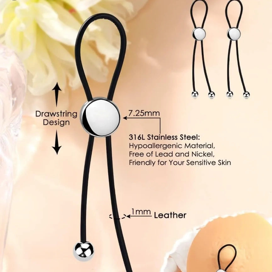 Faux Nipple Piercing Jewelry – Leather Adjustable Drawstring