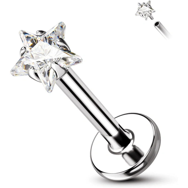 16G G23 Titanium CZ Stud Earrings – Lucky Star