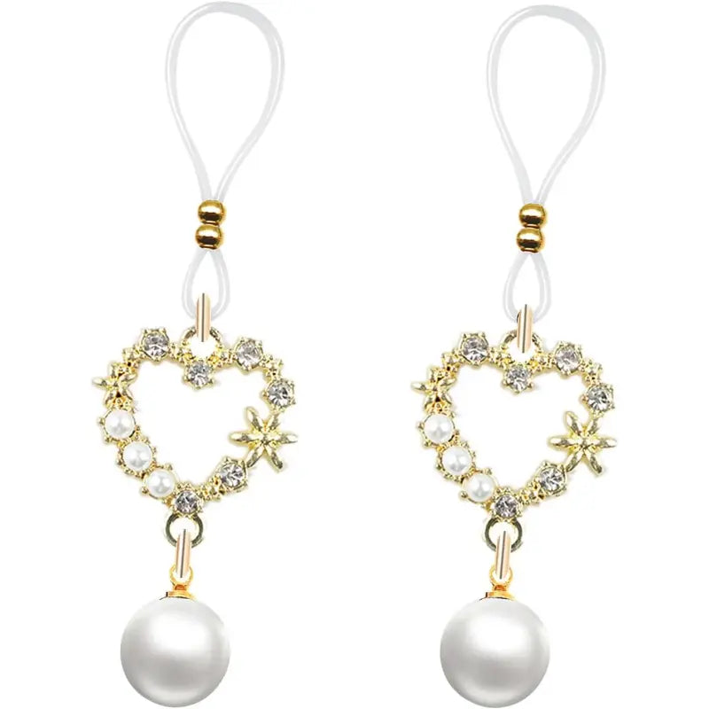 Gold Heart Pearl Non-Piercing Nipple Chain Jewelry
