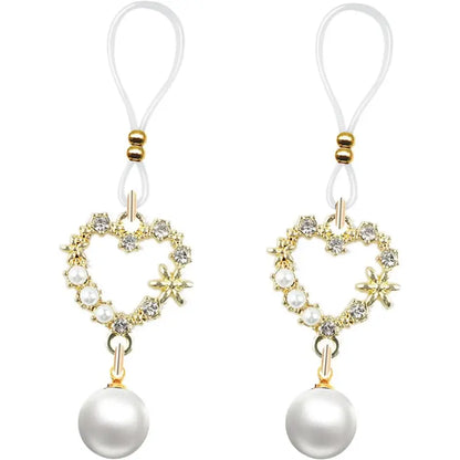Gold Heart Pearl Non-Piercing Nipple Chain Jewelry