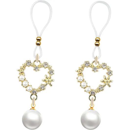 Gold Heart Pearl Non-Piercing Nipple Chain Jewelry