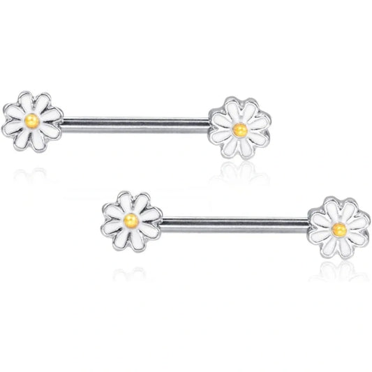14G Daisy Flower Nipple Ring – Surgical Steel Body Jewelry