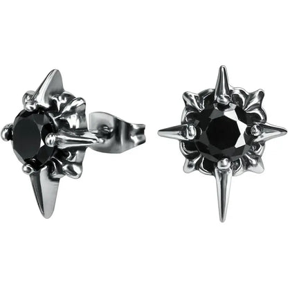 Retro Punk Earrings in Surgical Steel with Soviet CZ