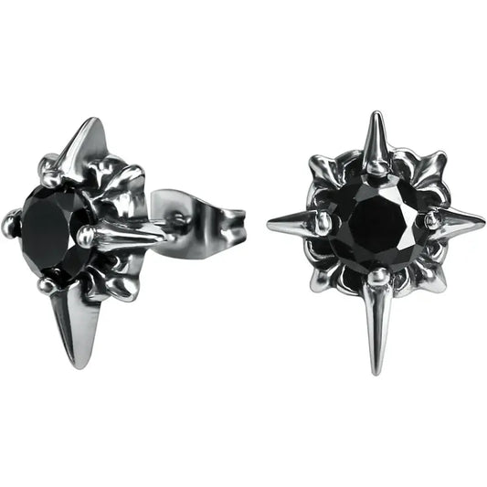 Retro Punk Earrings in Surgical Steel with Soviet CZ