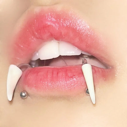2Pcs Vampire Fang Lip Rings – Snake Bite Piercing Set