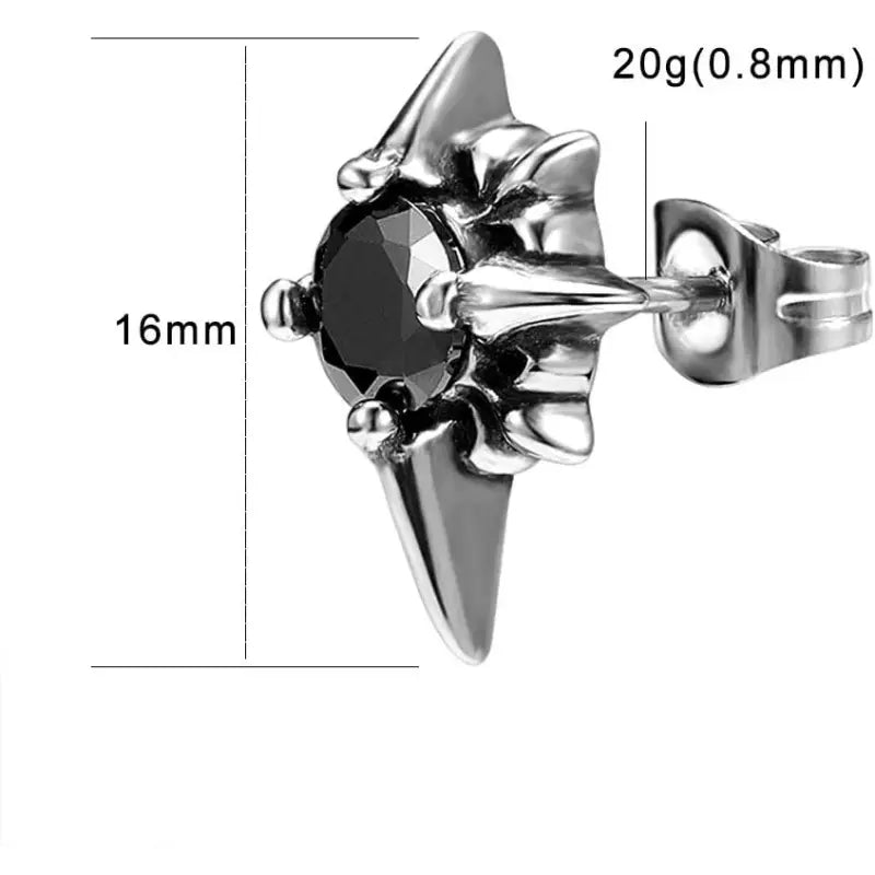 Retro Punk Earrings in Surgical Steel with Soviet CZ