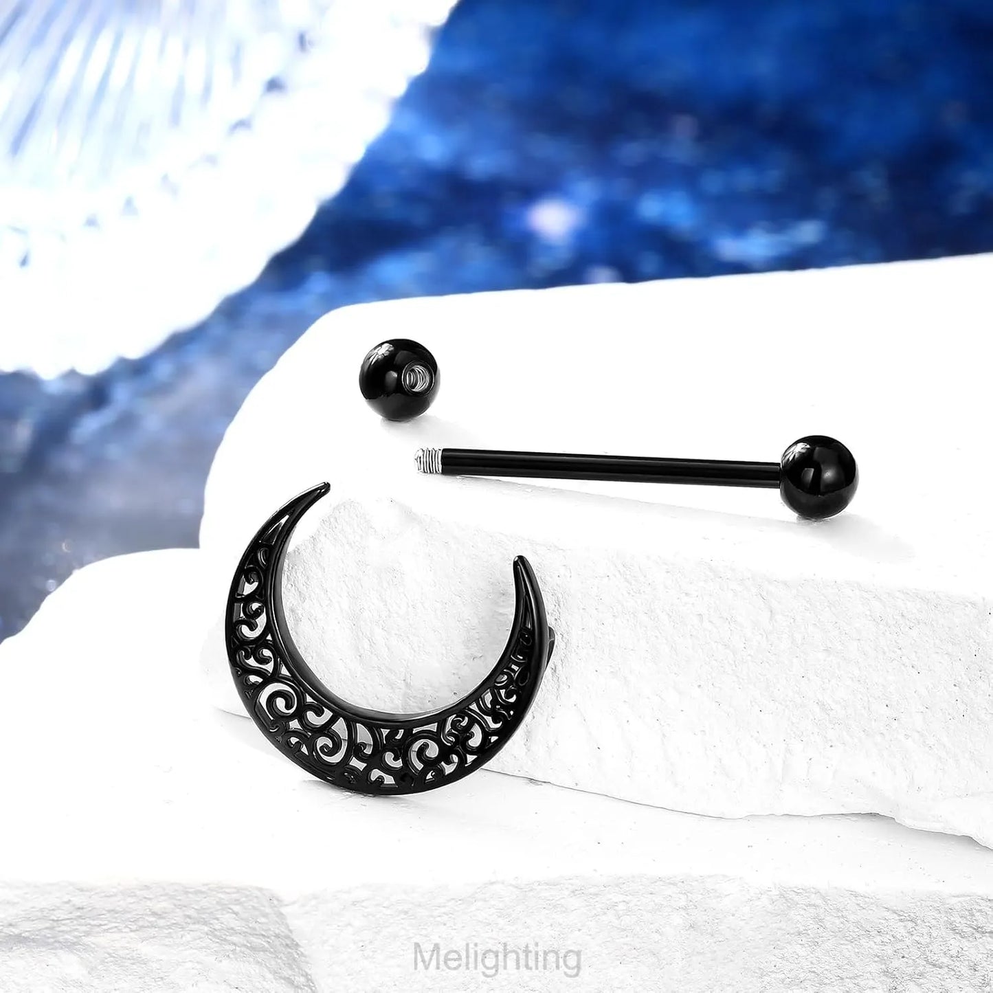 14G Moon Nipple Ring – Available in Star and Floral Styles