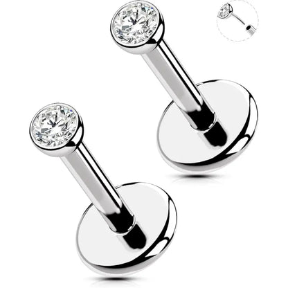 2Pcs Threadless Titanium Nose Studs for Tragus Helix Lip