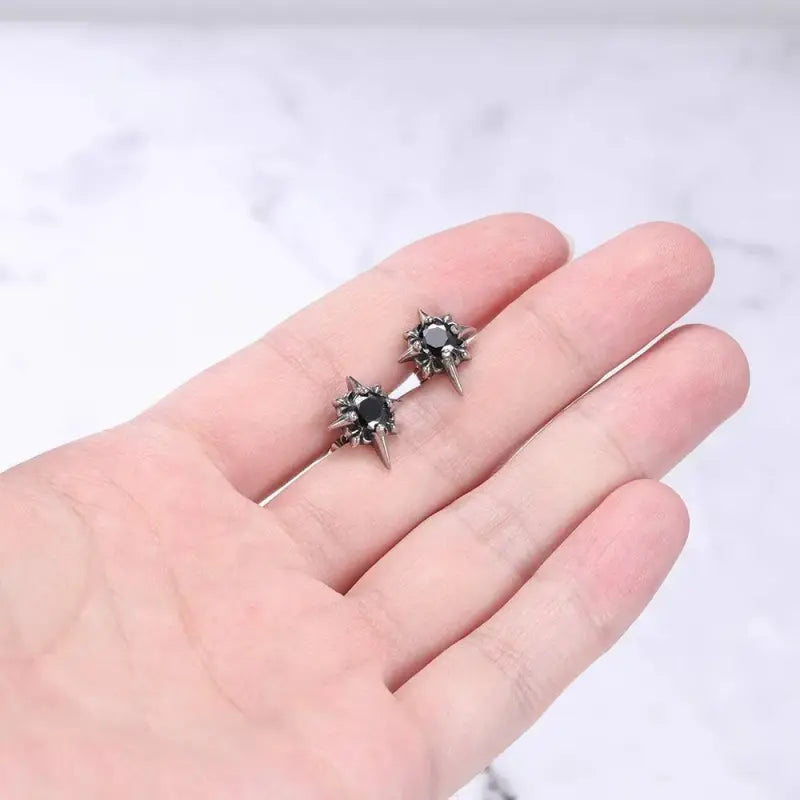 Retro Punk Earrings in Surgical Steel with Soviet CZ