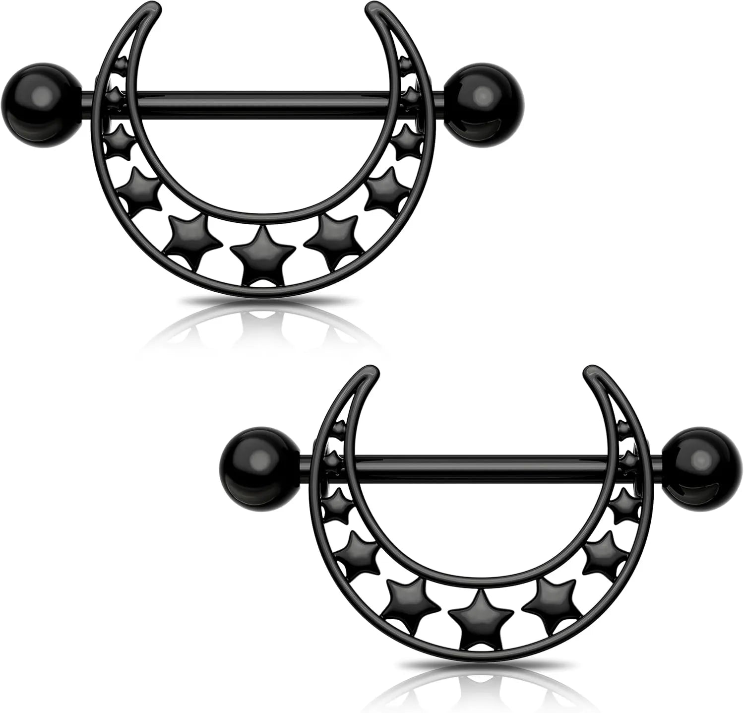 14G Moon Nipple Ring – Available in Star and Floral Styles
