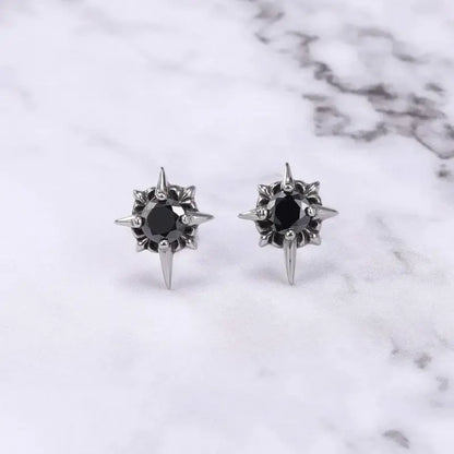 Retro Punk Earrings in Surgical Steel with Soviet CZ