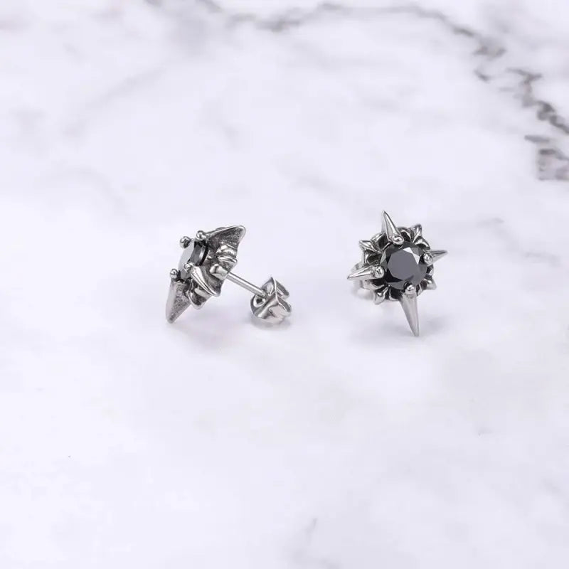 Retro Punk Earrings in Surgical Steel with Soviet CZ