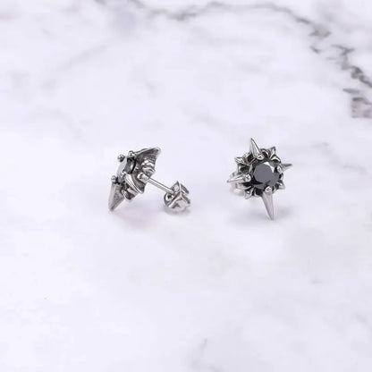 Retro Punk Earrings in Surgical Steel with Soviet CZ