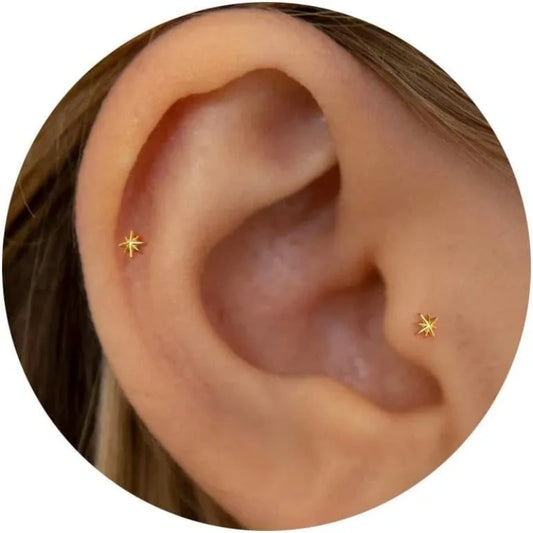 Polaris Titanium Flat Back Stud Earrings Set of 3
