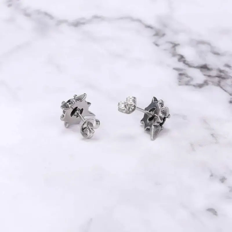 Retro Punk Earrings in Surgical Steel with Soviet CZ
