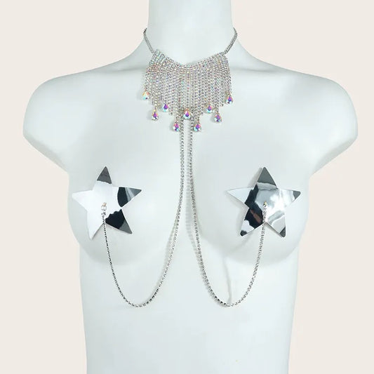 Unique Floral Leather Nipple Chain Breast Jewelry