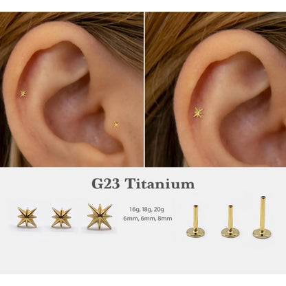 Polaris Titanium Flat Back Stud Earrings Set of 3