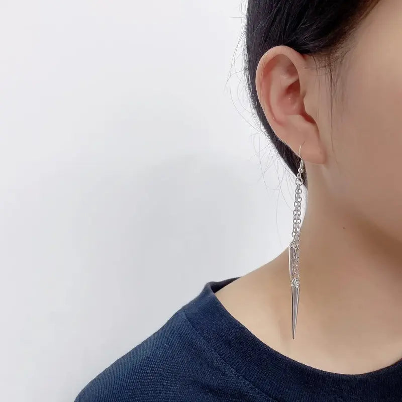 Asymmetric Punk Thread Dangle Earrings, Unisex, Pierced/Clip