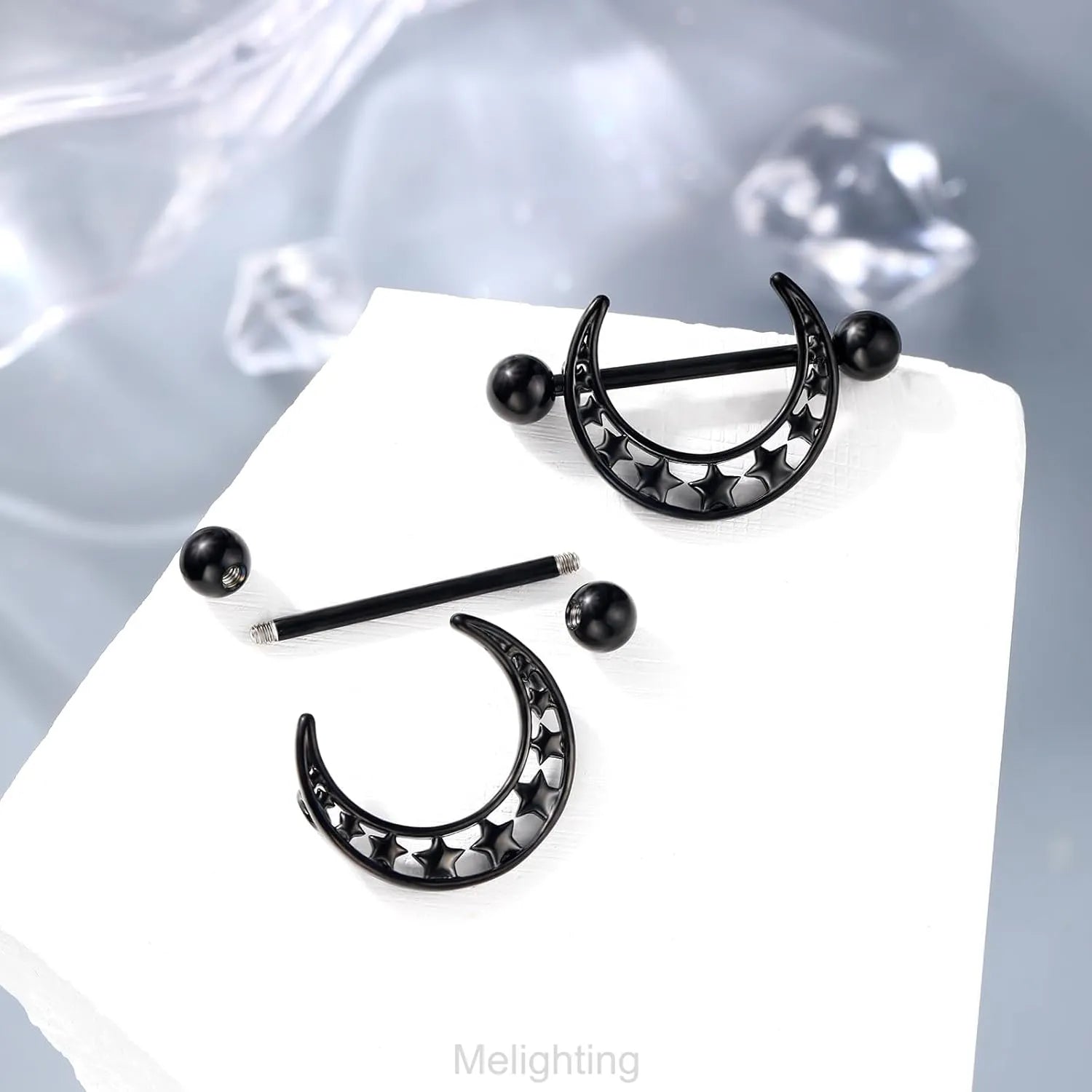 14G Moon Nipple Ring – Available in Star and Floral Styles