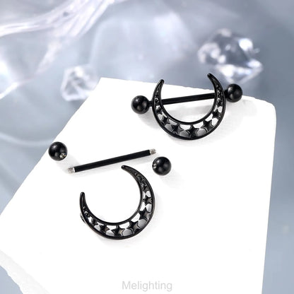 14G Moon Nipple Ring – Available in Star and Floral Styles