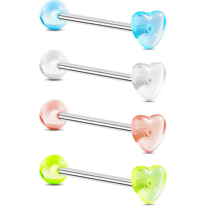 4Pcs Star Acrylic Tongue Rings – G23 Titanium 14G Jewelry