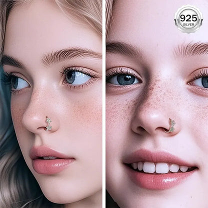 925 Sterling Silver Flower Nose Hoop
