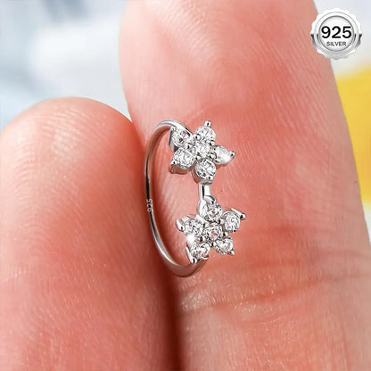 925 Sterling Silver Flower Nose Hoop