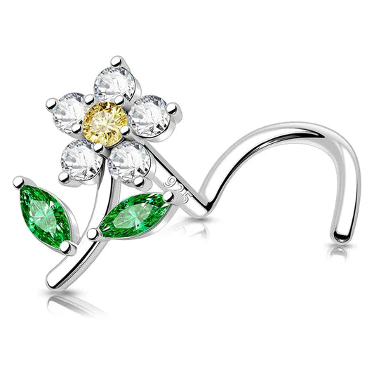Sterling Silver Flower Nose Stud