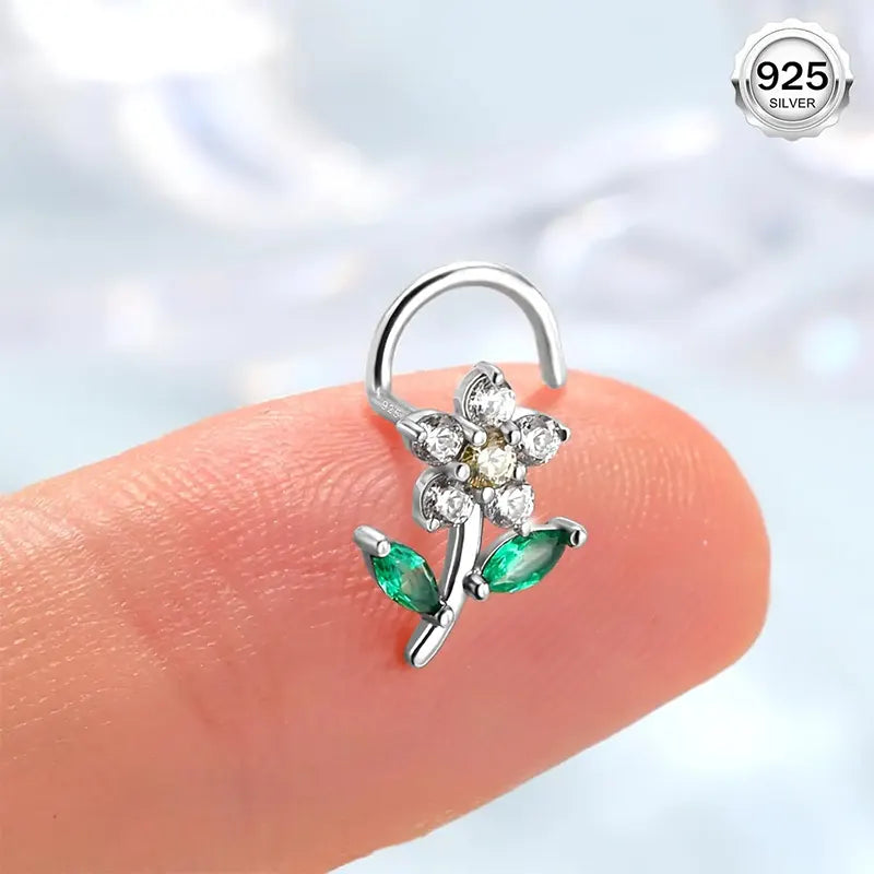 Sterling Silver Flower Nose Stud