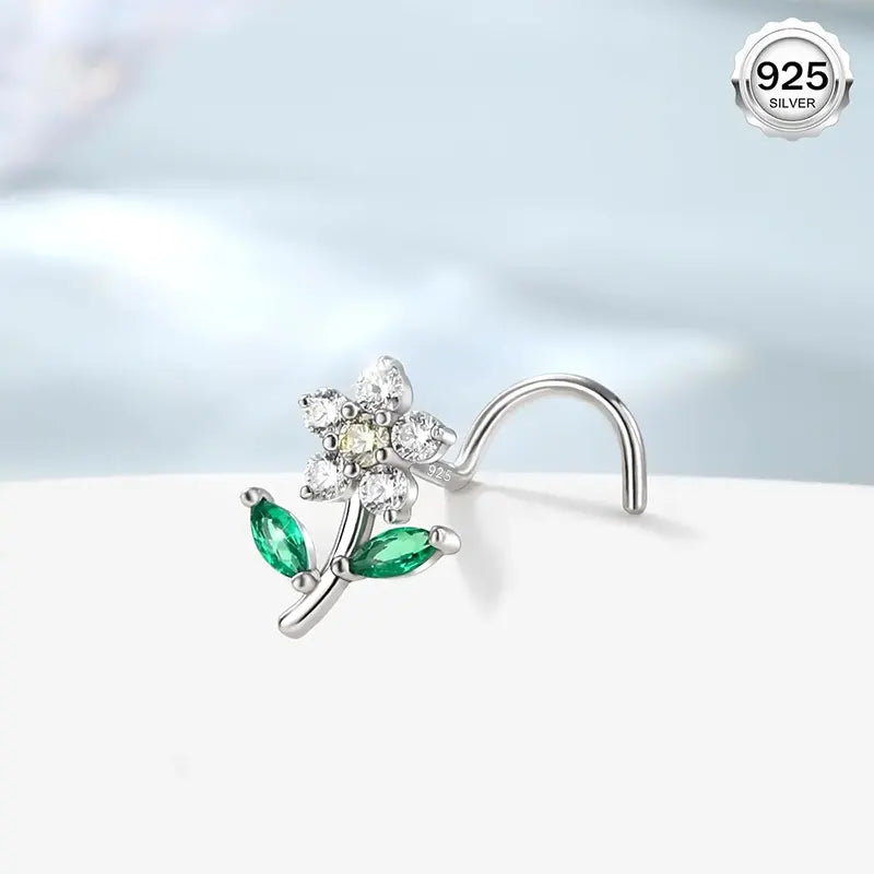 Sterling Silver Flower Nose Stud