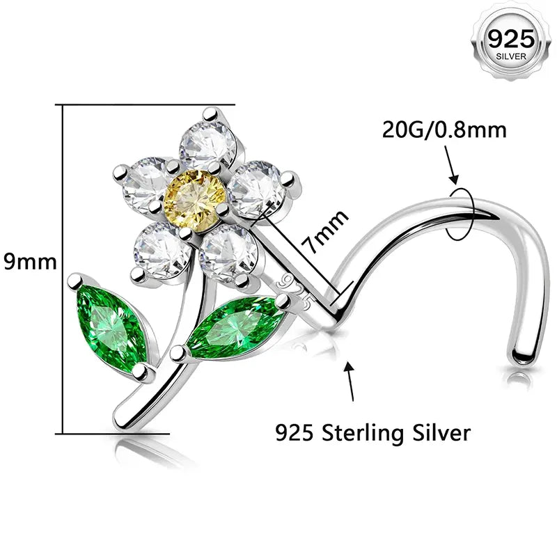 Sterling Silver Flower Nose Stud