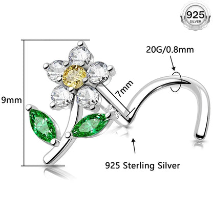 Sterling Silver Flower Nose Stud