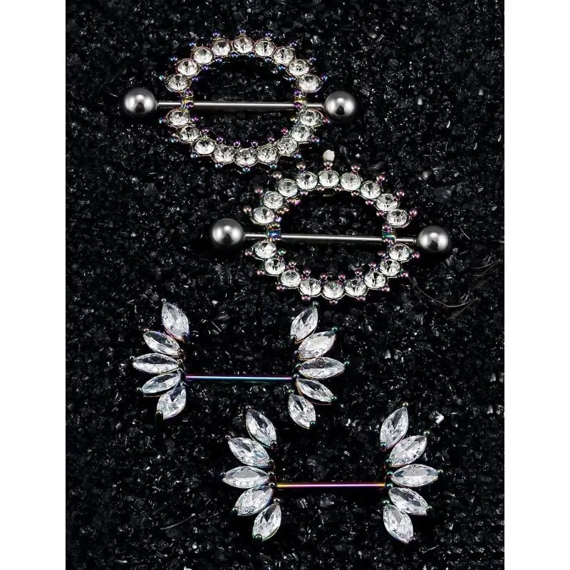 Butterfly Nipple Rings Set – 14G Steel Jewelry 7 Pairs
