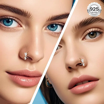 925 Sterling Silver Heart Nose Hoop