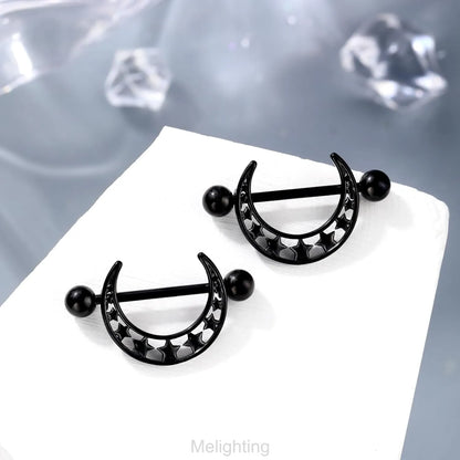 14G Moon Nipple Ring – Available in Star and Floral Styles