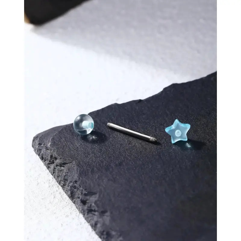 4Pcs Star Acrylic Tongue Rings – G23 Titanium 14G Jewelry