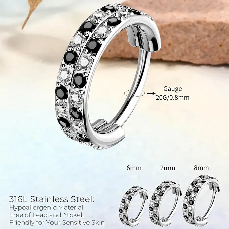 Checkerboard Crystal Nose Hoop Ring