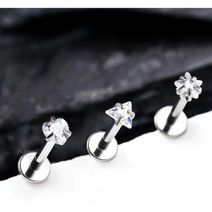 16G G23 Titanium CZ Stud Earrings – Lucky Star