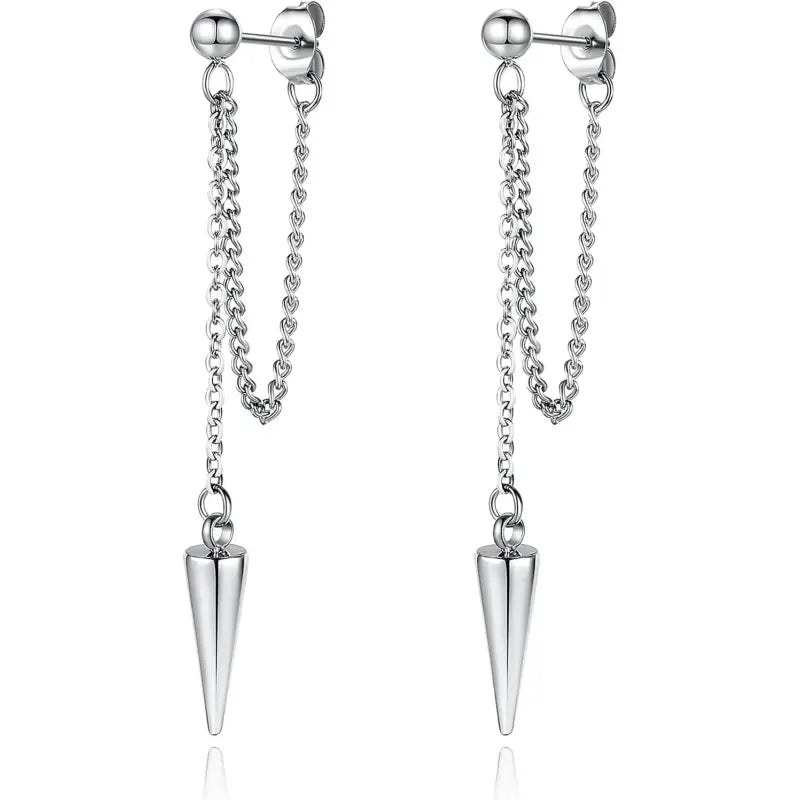 Women’s Black Tassel Dangle Earrings, Stainless Steel Gift