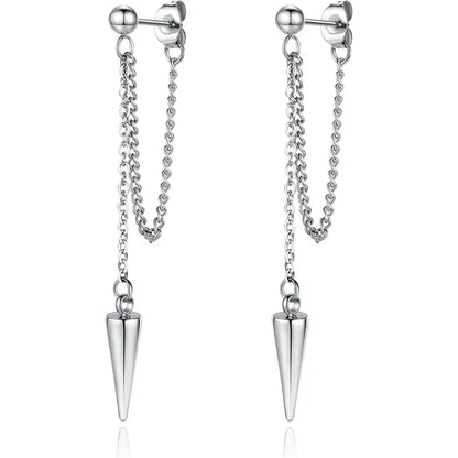 Women’s Black Tassel Dangle Earrings, Stainless Steel Gift