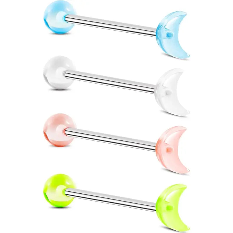 4Pcs Star Acrylic Tongue Rings – G23 Titanium 14G Jewelry