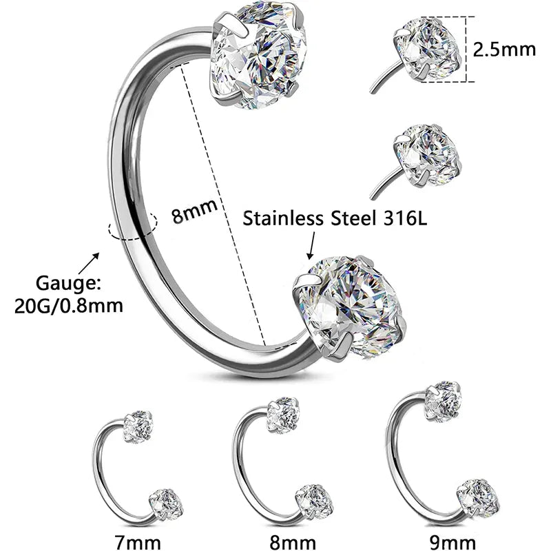 20G Stainless Horseshoe Nose Ring