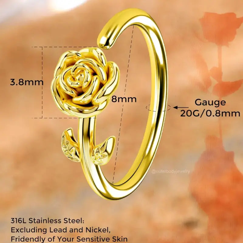 20G Stainless Steel Rose Flower Nose Ring